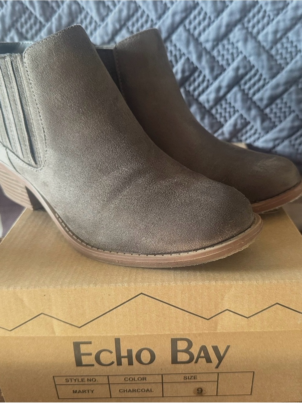 Echo Bay Charcoal Suede Ankle Booties - Women's